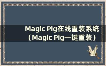 Magic Pig在线重装系统（Magic Pig一键重装）